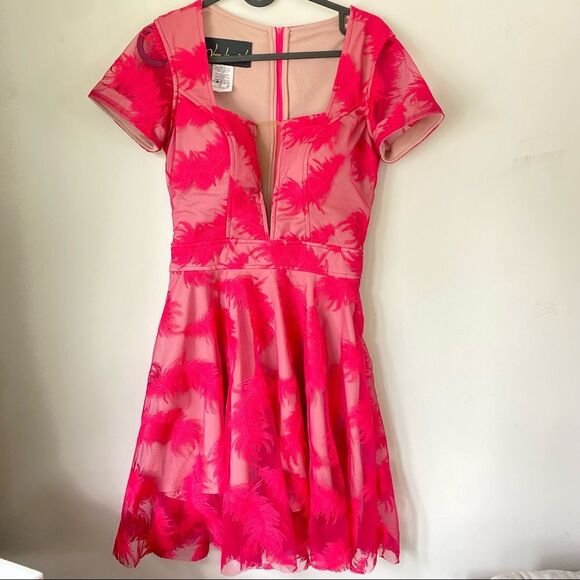 Lucca Vasconcellos Womans Feather Embroidered Mini Dress Size Medium - Picture 7 of 16